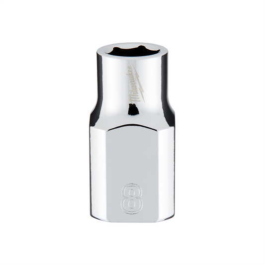 Milwaukee Tool 3/8" Drive 8mm  Metric 6-Point Socket with FOUR FLAT Sides, Vanadium Steel, Chrome