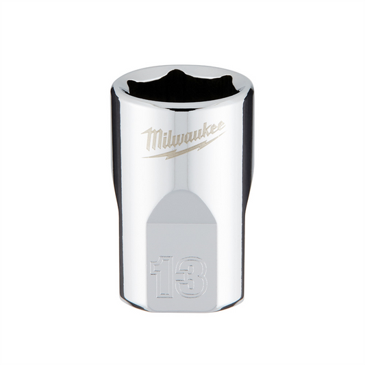 Milwaukee Tool 3/8" Drive 13mm  Metric 6-Point Socket with FOUR FLAT Sides, Vanadium Steel, Chrome