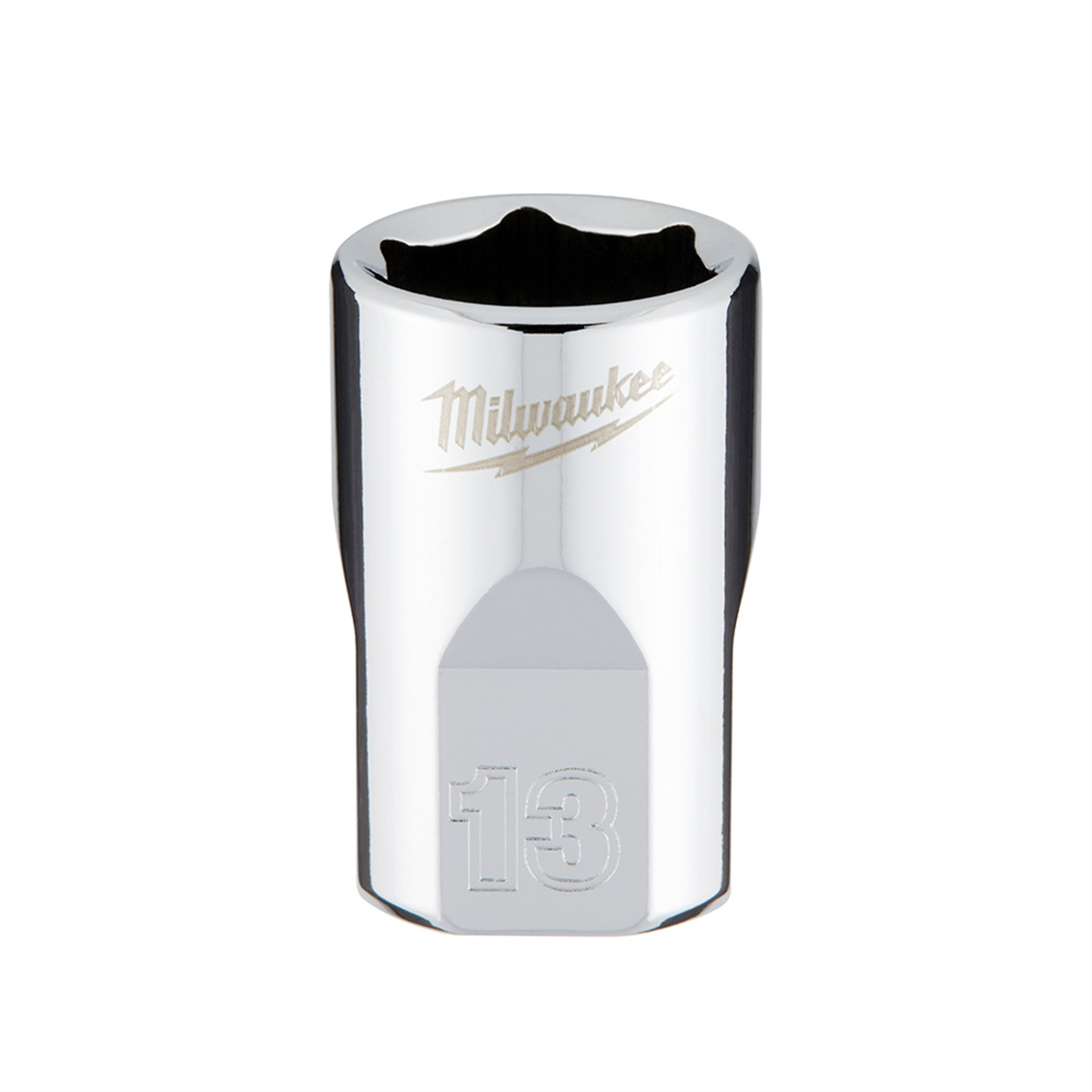 Milwaukee Tool 3/8" Drive 13mm  Metric 6-Point Socket with FOUR FLAT Sides, Vanadium Steel, Chrome