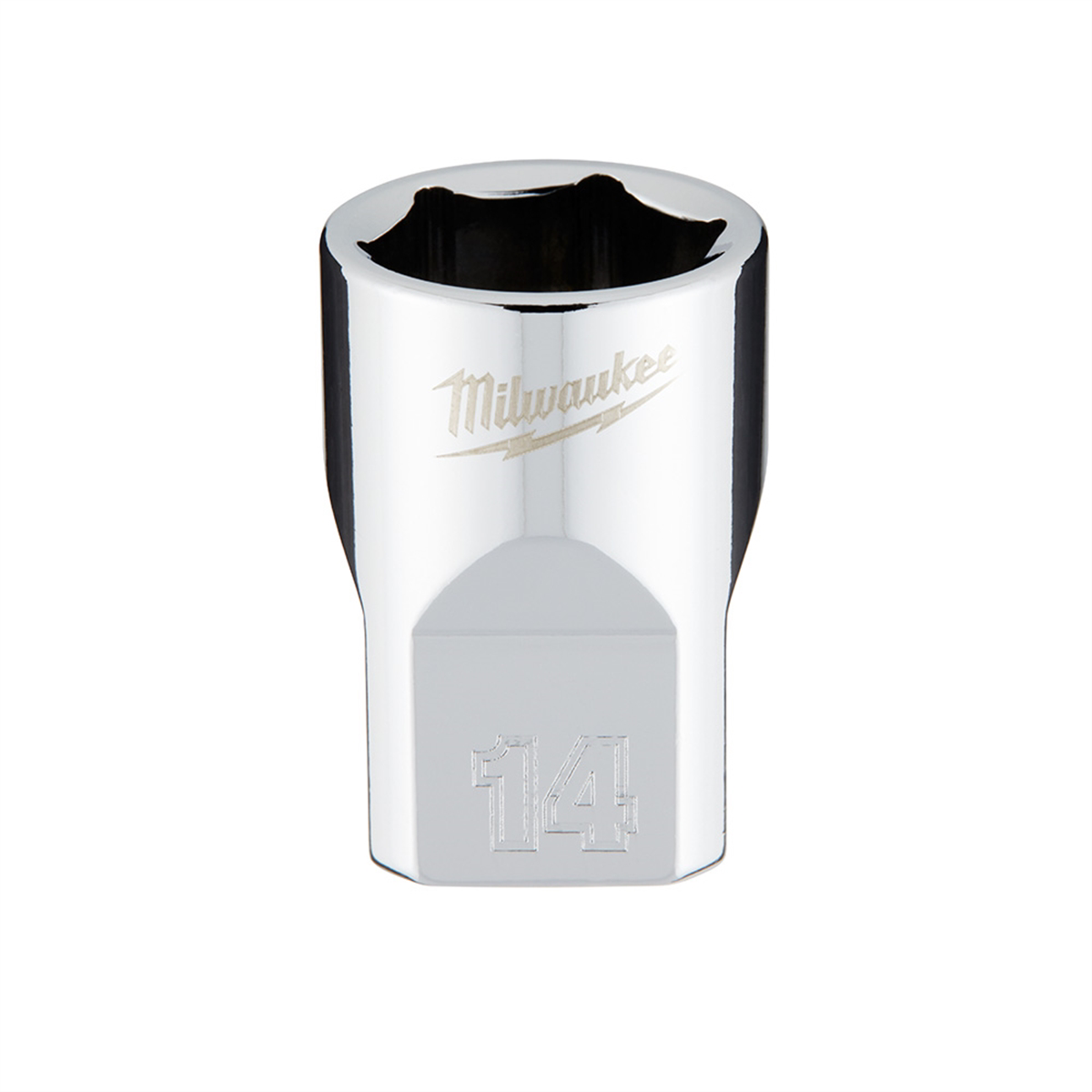 Milwaukee Tool 3/8" Drive 14mm  Metric 6-Point Socket with FOUR FLAT Sides, Vanadium Steel, Chrome