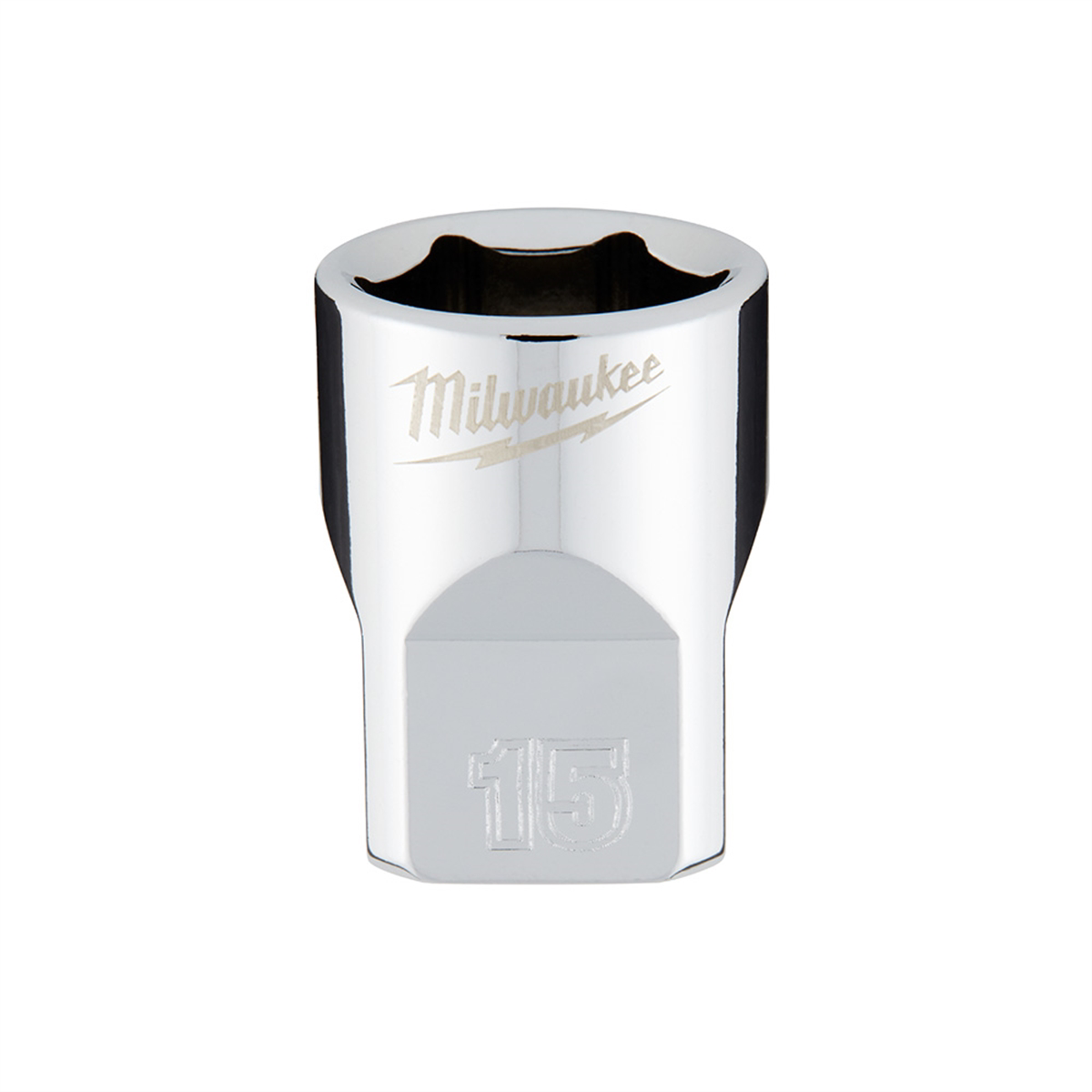Milwaukee Tool 3/8" Drive 15mm  Metric 6-Point Socket with FOUR FLAT Sides, Vanadium Steel, Chrome