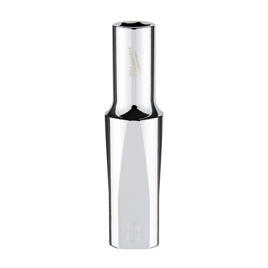 Milwaukee Tool 3/8" Drive 8mm  Metric 6-Point Deep Socket with FOUR FLAT Sides, Vanadium Steel, Chrome