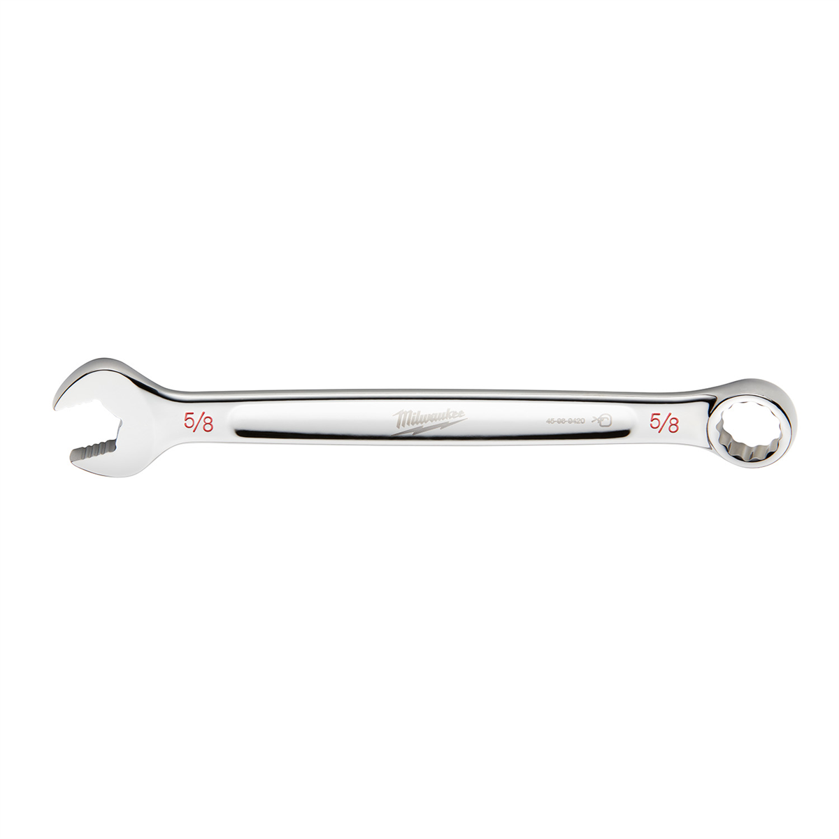 Milwaukee Tool 5/8" SAE Combination Wrench, 12-Point, Steel, Chrome, Ergonomic, I-Beam Handle