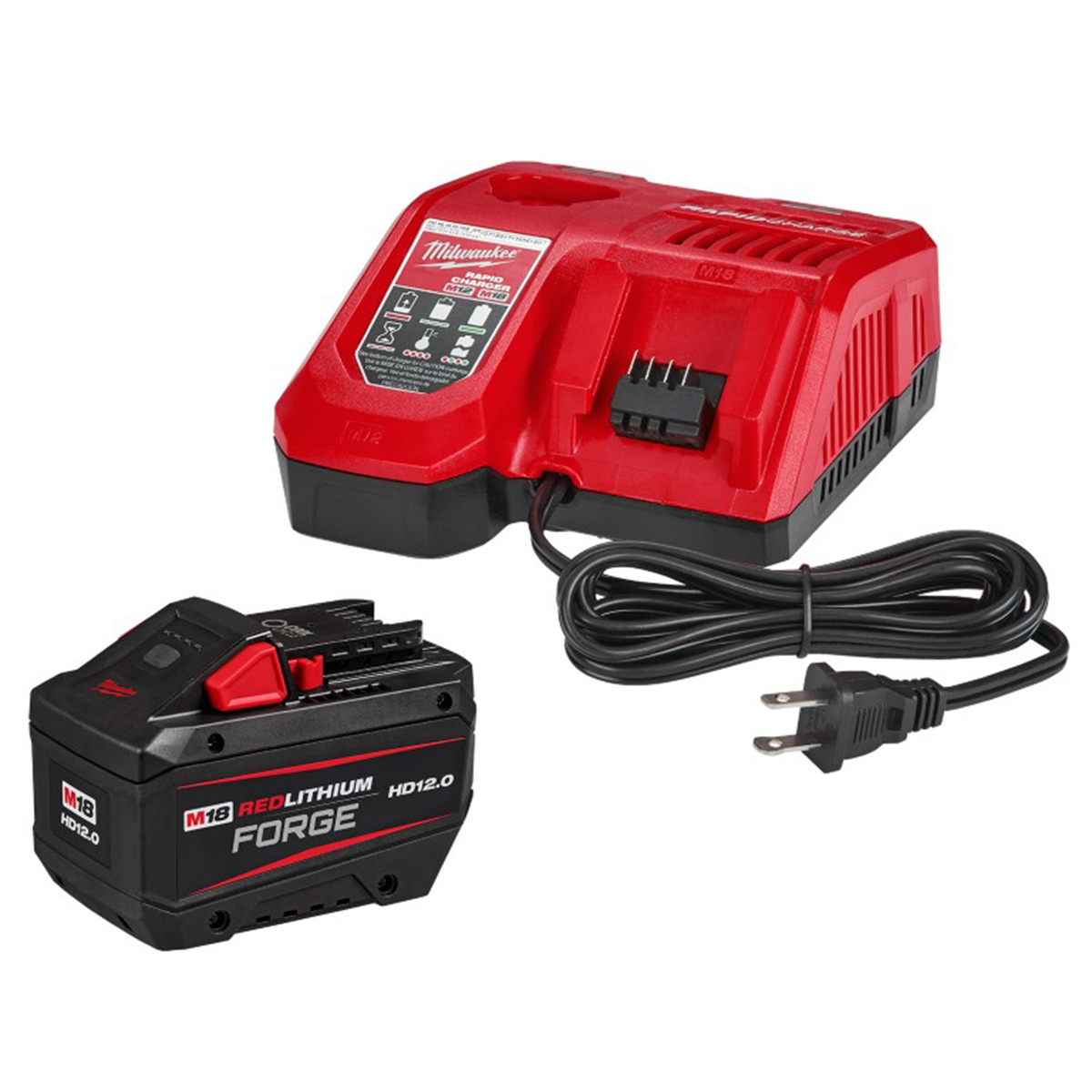 Milwaukee Tool M18 18-Volt Lithium-Ion REDLITHIUM FORGE Starter Kit with 12.0Ah Battery and Rapid Charger Starter Kit