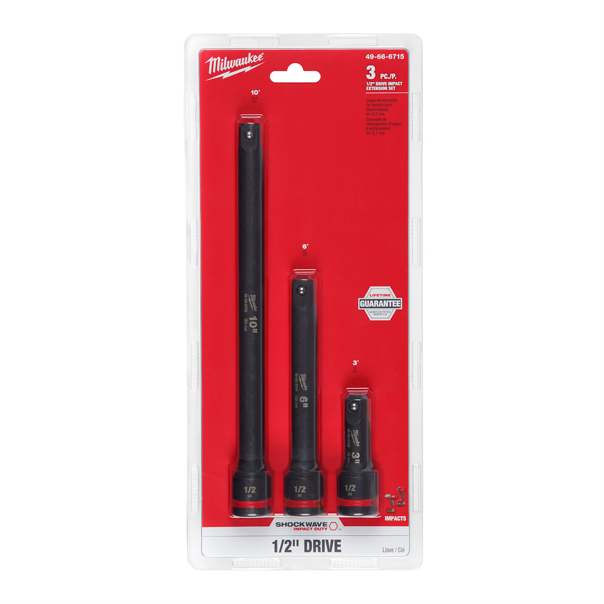 Milwaukee Tool 3PC SHOCKWAVE Impact Duty  1/2"Drive Extension Set