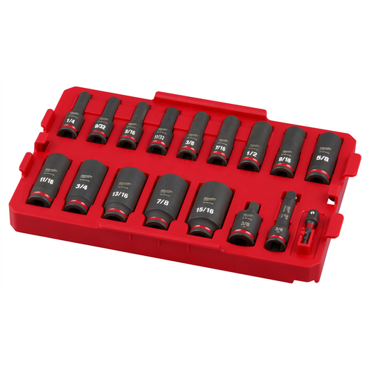 Milwaukee Tool SHOCKWAVE Impact Duty Socket 3/8 Dr 17PC SAE TRAY Set