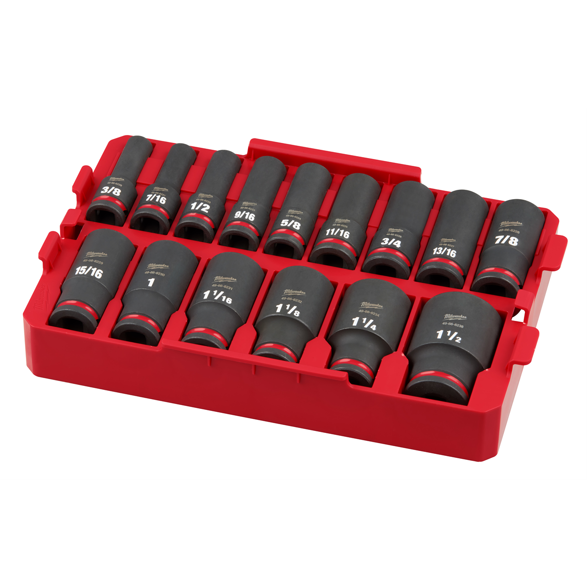 Milwaukee Tool SHOCKWAVE Impact Duty Socket 1/2 Dr 15PC SAE TRAY Set
