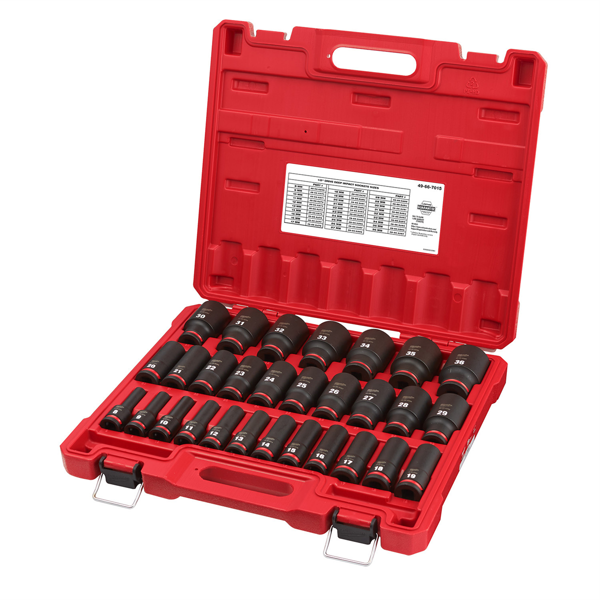 Milwaukee Tool 29PC SHOCKWAVE Impact Duty 1/2" Drive Metric Deep 6 Point Socket Set