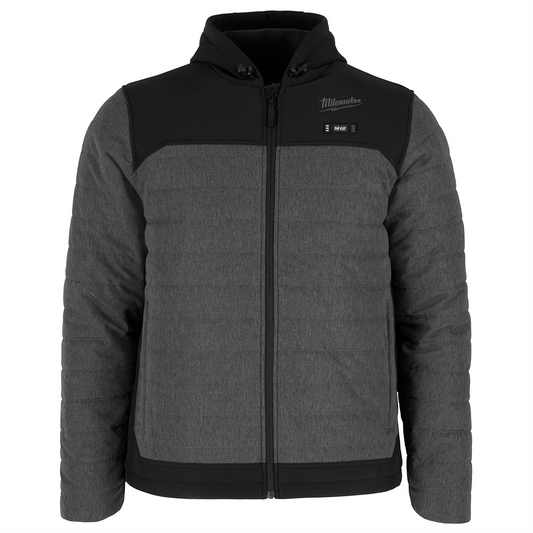 Milwaukee Tool M12 Heated Axis Hooded Jacket Kit with Hexon Heat Technology, XL  - Grey/Black