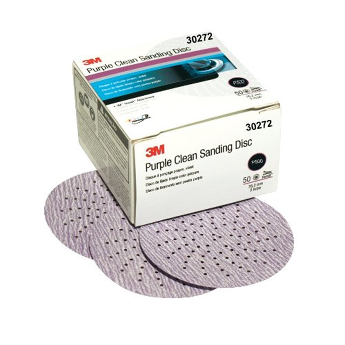 3m purple clean sanding hookit disc 3 in p500 50/box