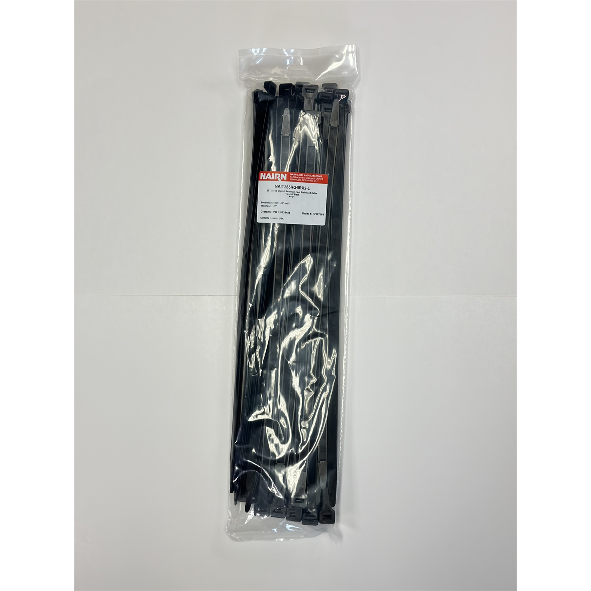 Nairn 20" 250 lb Impact Resistant Heat Stabilized Cable Tie - UV Black - 50/pkg