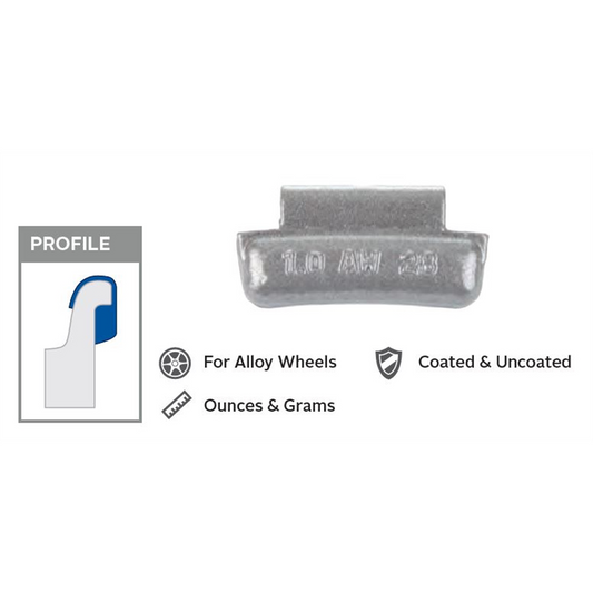 Wegmann Automotive 1.25 oz Lead Uncoated Clip-on AW Red Series Wheel Weight (Box of 50)