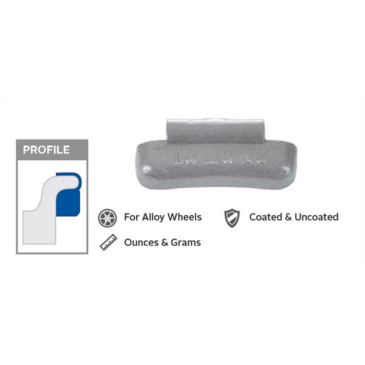 Wegmann Automotive 2.5 oz Lead Uncoated Clip-on MC Yellow Series Wheel Weight (Box of 50)