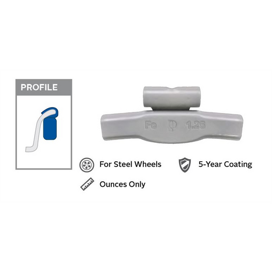 Wegmann Automotive 2.5 oz Steel Coated Clip-on PFE Black Series Wheel Weight (Box of 25)