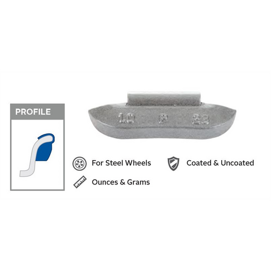 Wegmann Automotive 3.5 oz Lead Uncoated Clip-on P Black Series Wheel Weight (Box of 25)