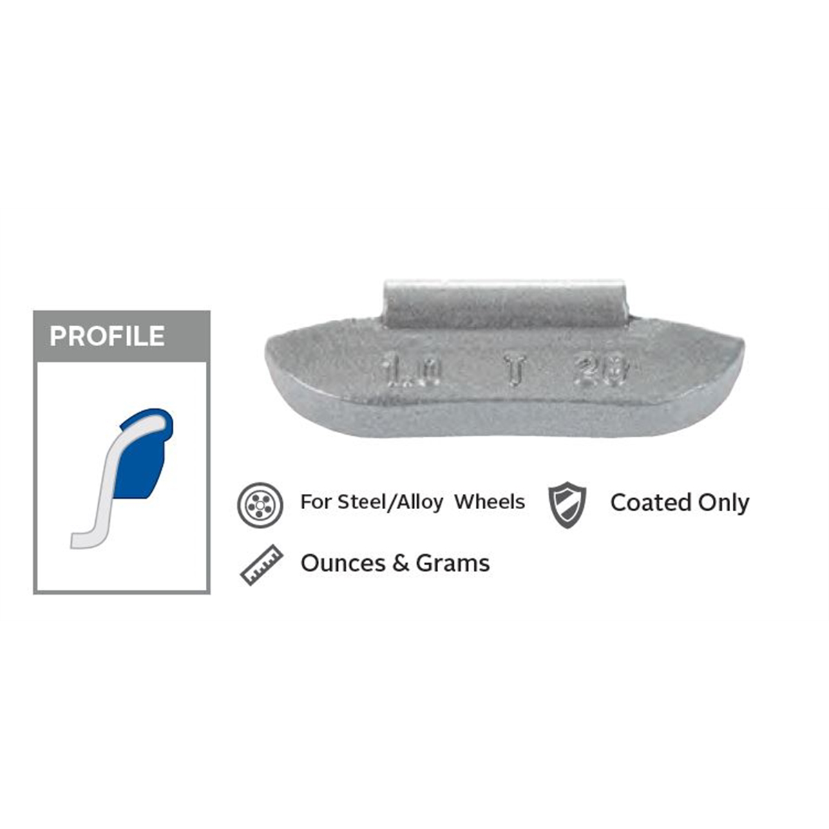 Wegmann Automotive 1.75 oz Lead Coated Clip-on TN Gray Series Wheel Weight (Box of 25)