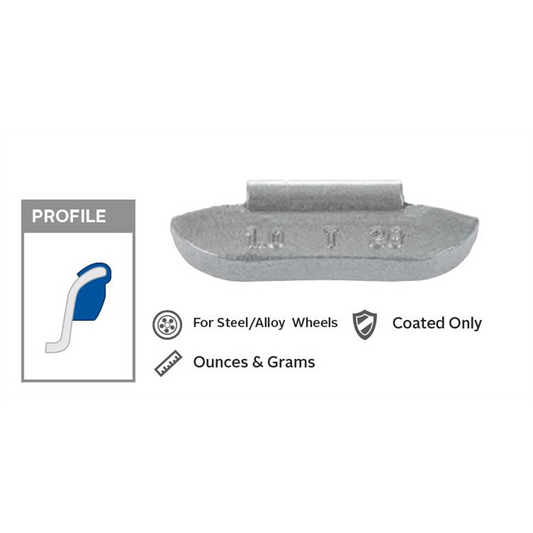 Wegmann Automotive 3 oz Lead Coated Clip-on TN Gray Series Wheel Weight (Box of 25)