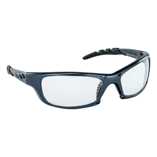 SAS Safety GTR High-Impact Charcoal Frame Poly Clear Lens Safe Glasses, Eye Protection, in Polybag