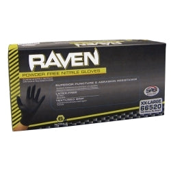 SAS Safety Raven Black 7mil PF Nitrile Gloves, Small (pk of 100)