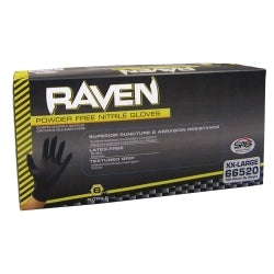 SAS Safety Raven Black 7mil PF Nitrile Gloves, Large (pk of 100)