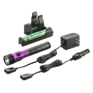 Streamlight Stinger LED HL 800 Lumen Rechargeable Flashlight - 120V AC/12V DC PiggyBack Smart Charge - Purple