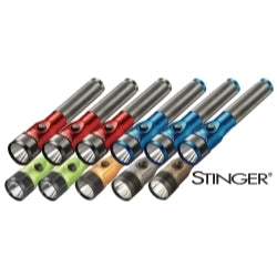 Streamlight Stinger LED HL 800 Lumen Rechargeable Flashlights - 120V AC/12V DC PiggyBack Smart Charge - Assorted Colors - 12 Pack