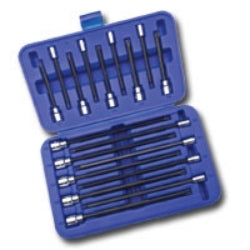 VIM Tools 18 Piece Long TORX Master Set, 9 Piece 4.5 Inch Long T10 Tru T50, 9 Piece 8 Inch Long T10 Thru T50